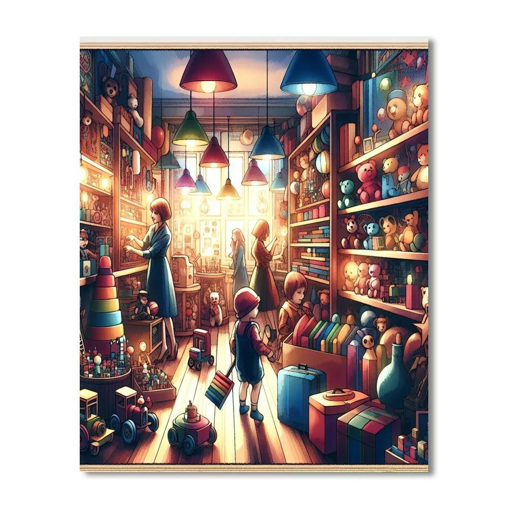 Charming Vintage Toy Shop Numbered Painting Kits