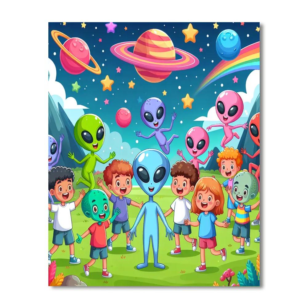 The Friendly Alien Encounter DIY Paint By Numbers