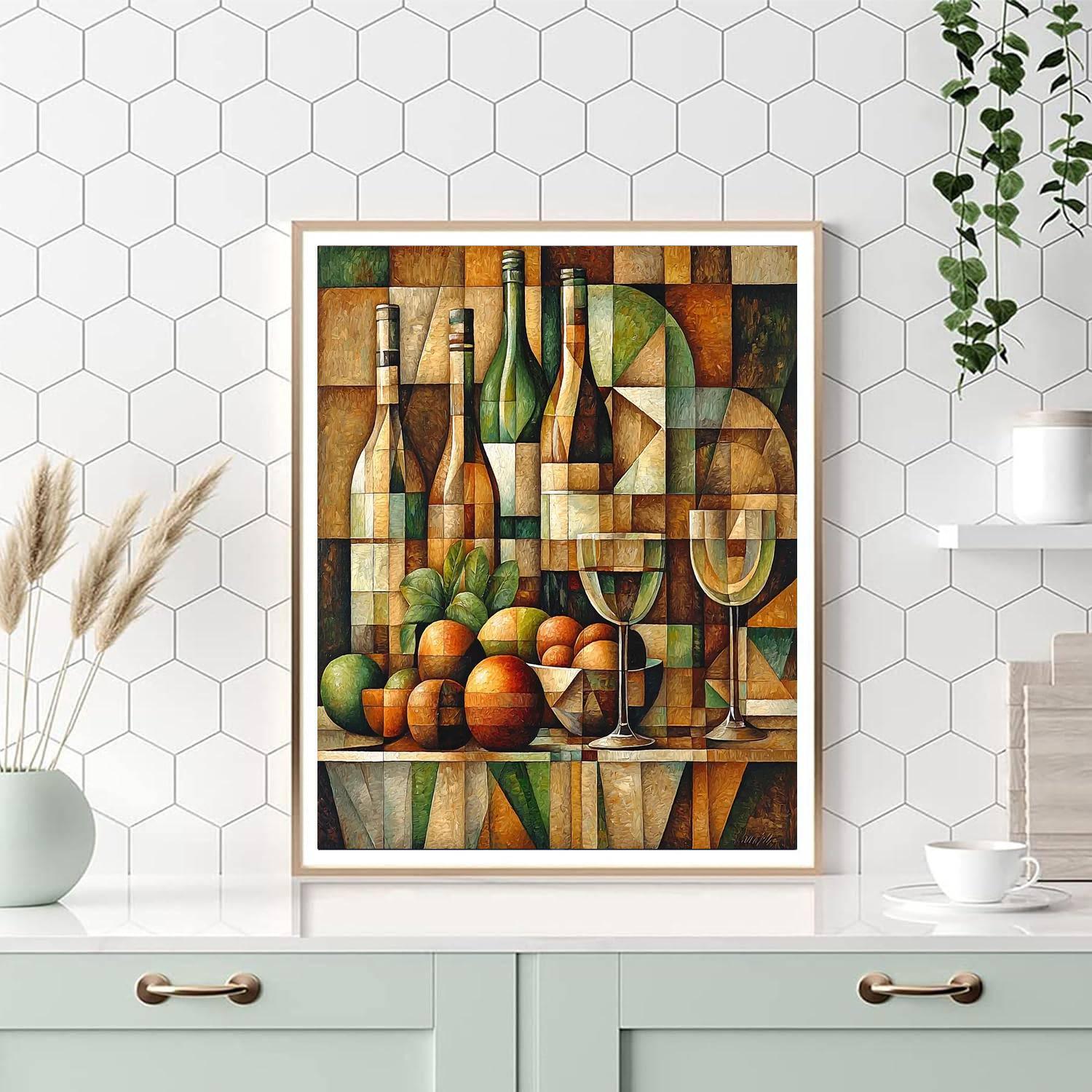 Juan Gris Inspired Cubist Wine And Dine  DIY Paint By Numbers