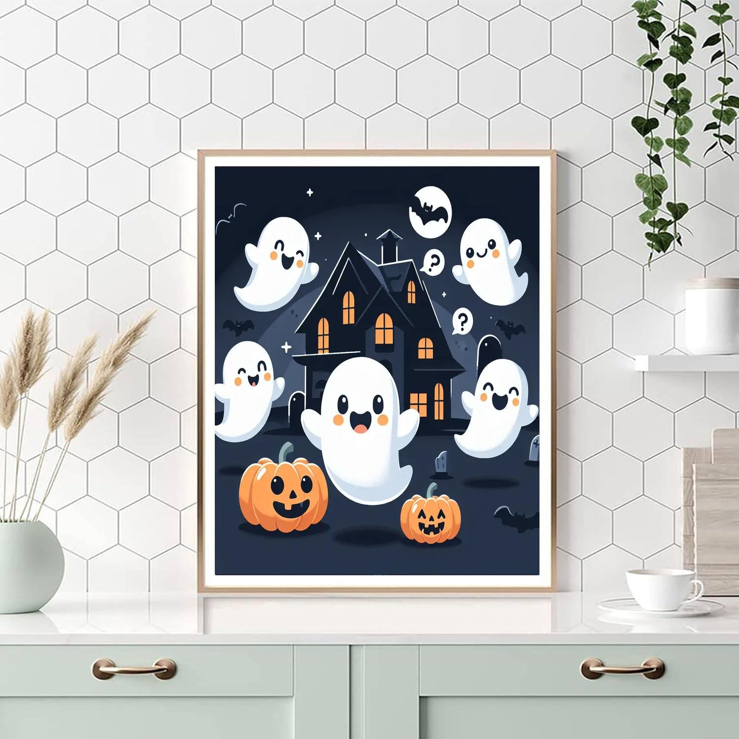 Giggling Ghosts Halloween Paint By Numbers Art