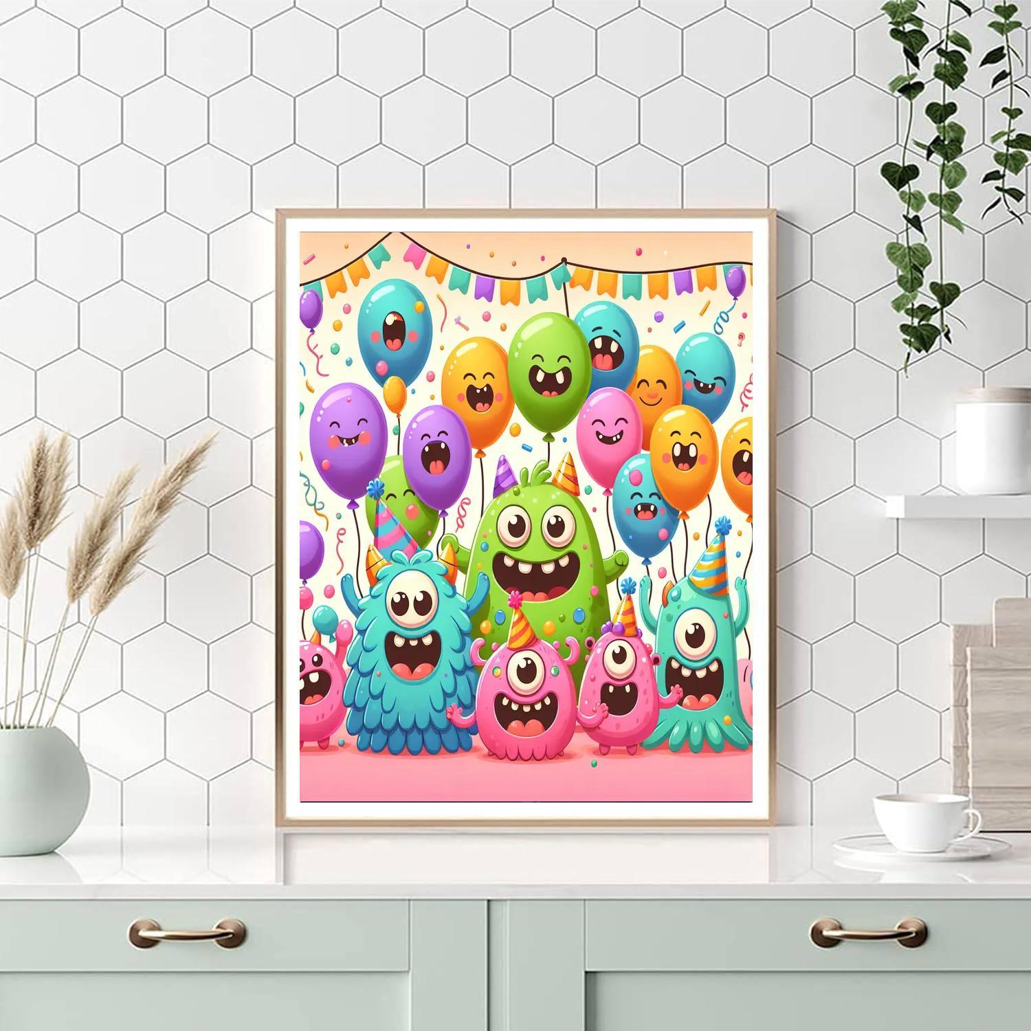 Bubbly Monster Party Paint By Numbers Art
