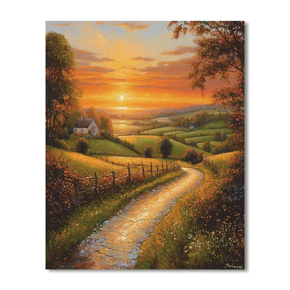 Thomas Gainsborough Inspired Sunset In The Countryside  Paint By Number