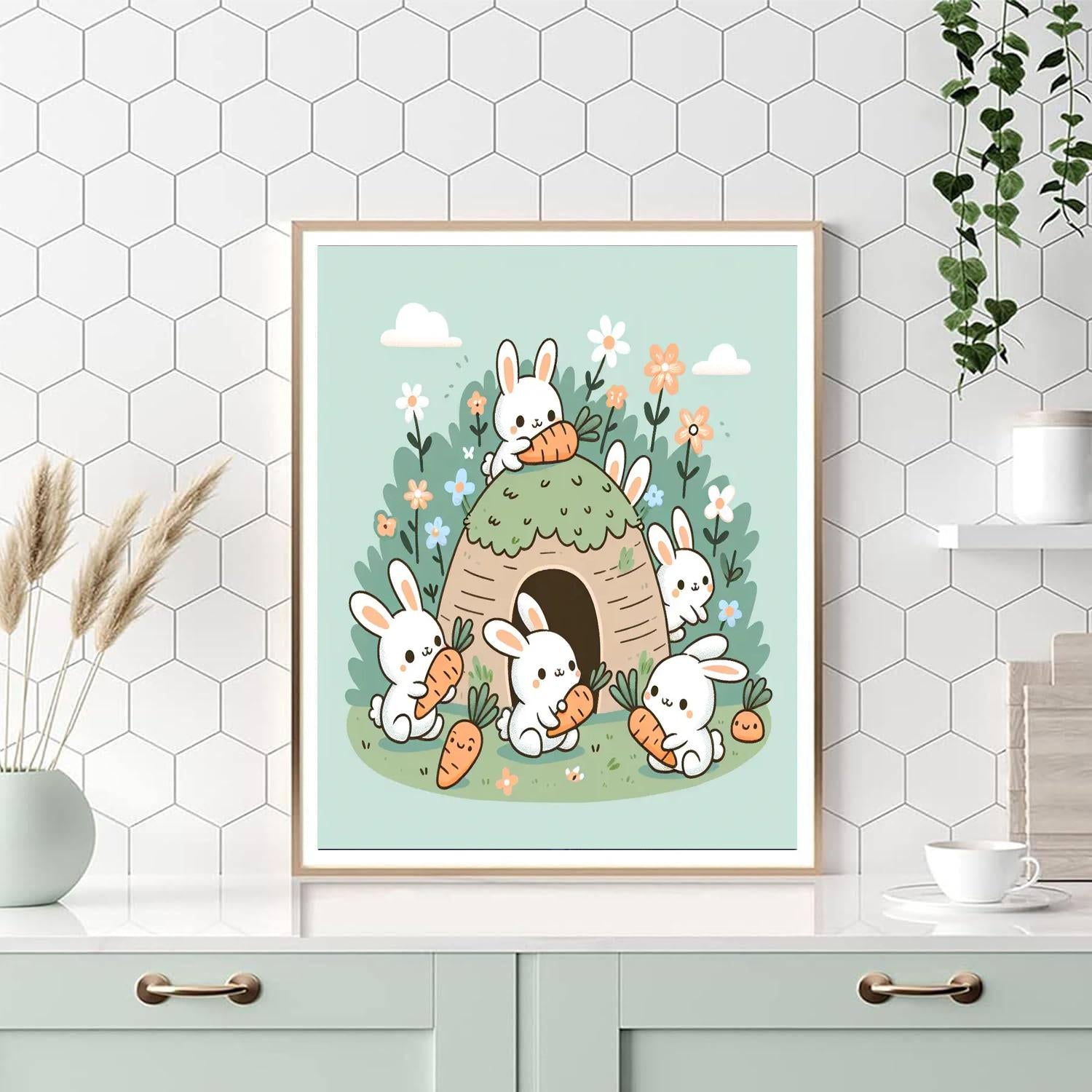 Bouncy Bunny Burrow Painting Number Kit
