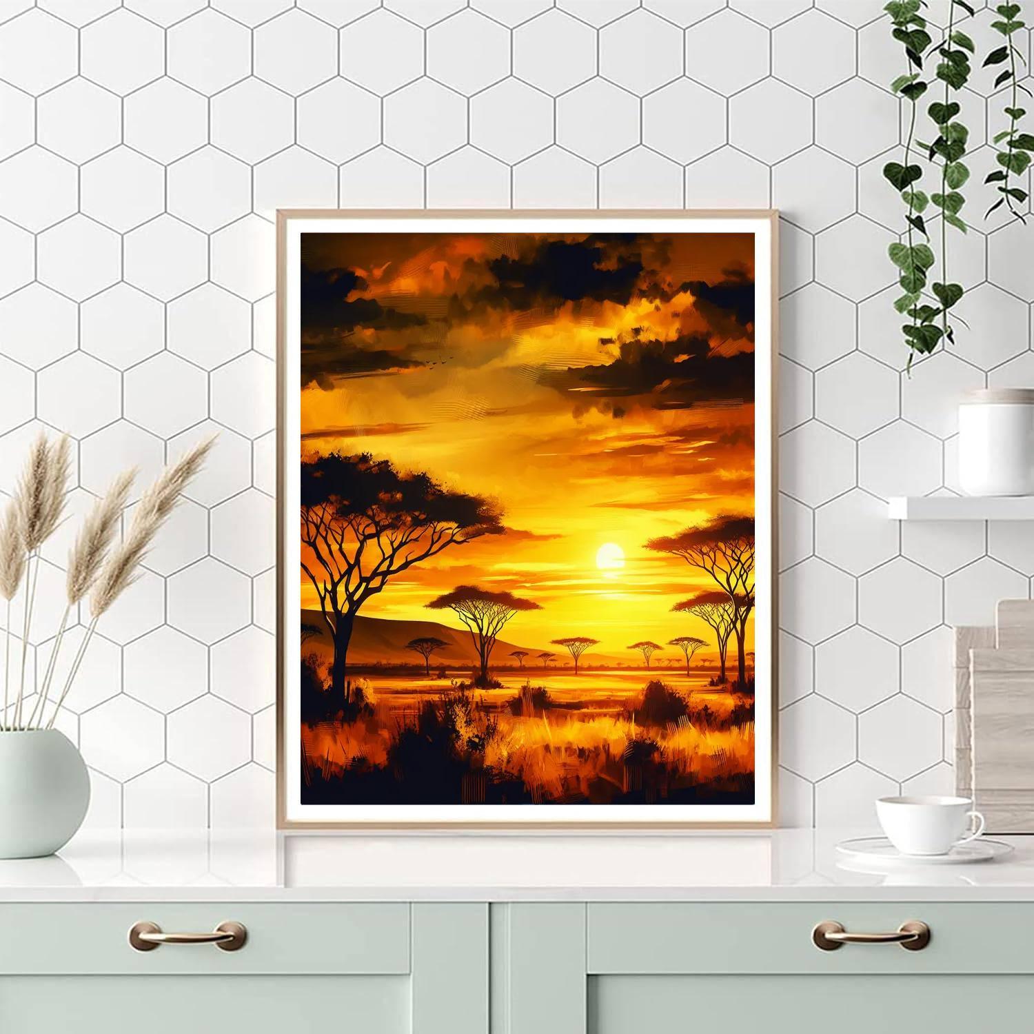 Golden Savannah Dusk Painting By Numbers Kit