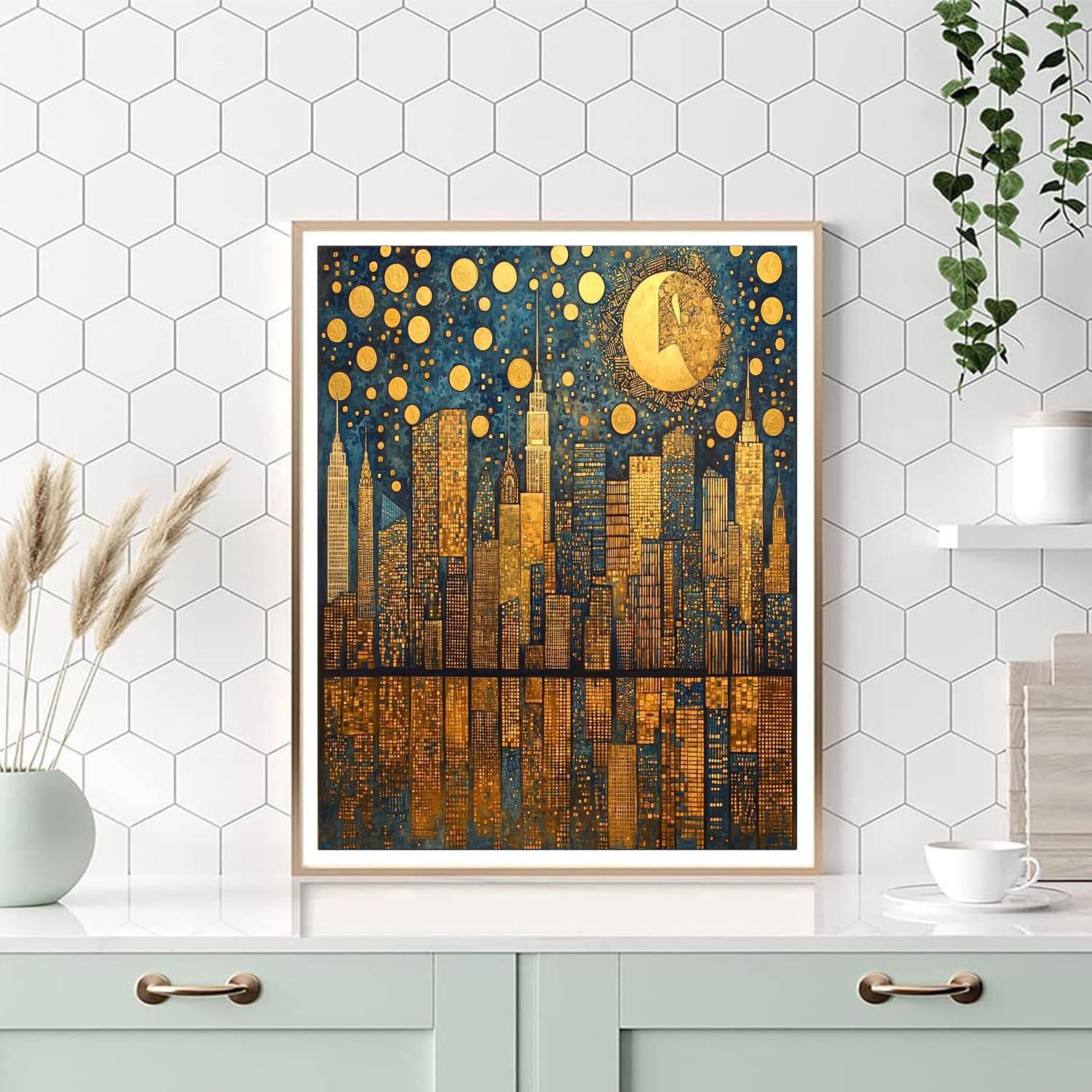 Klimt Inspired Klimt's City Glow  Number Painting