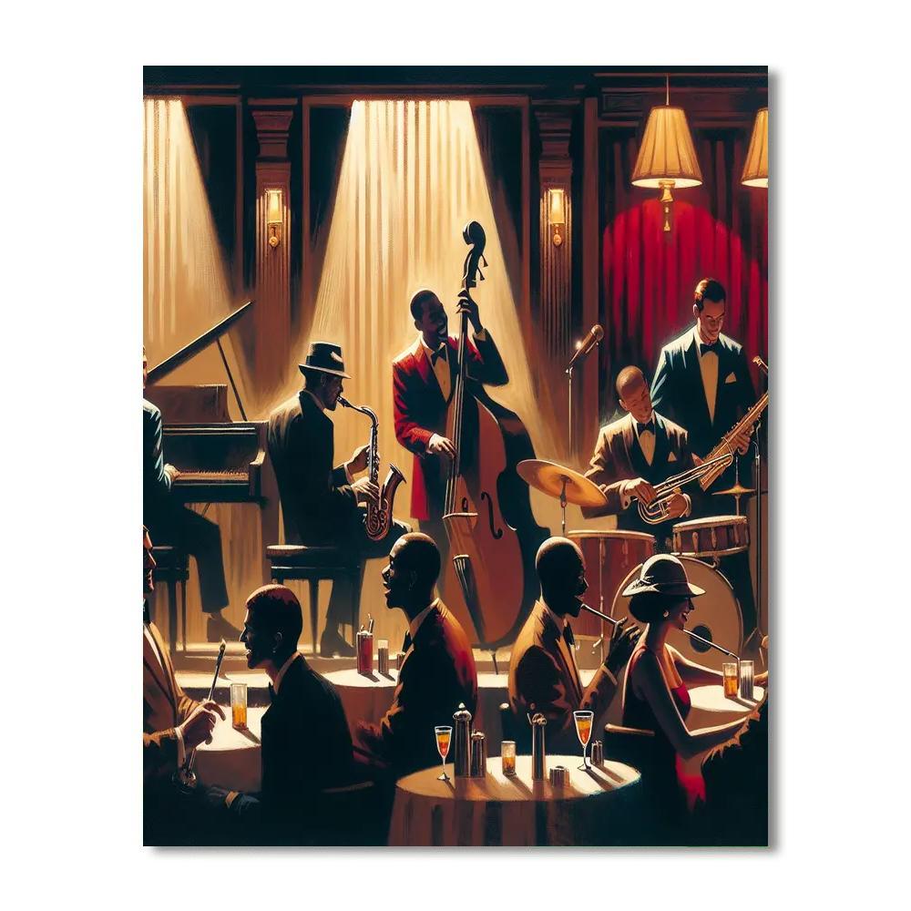 Stylish Jazz Club Night Painting Number Kit