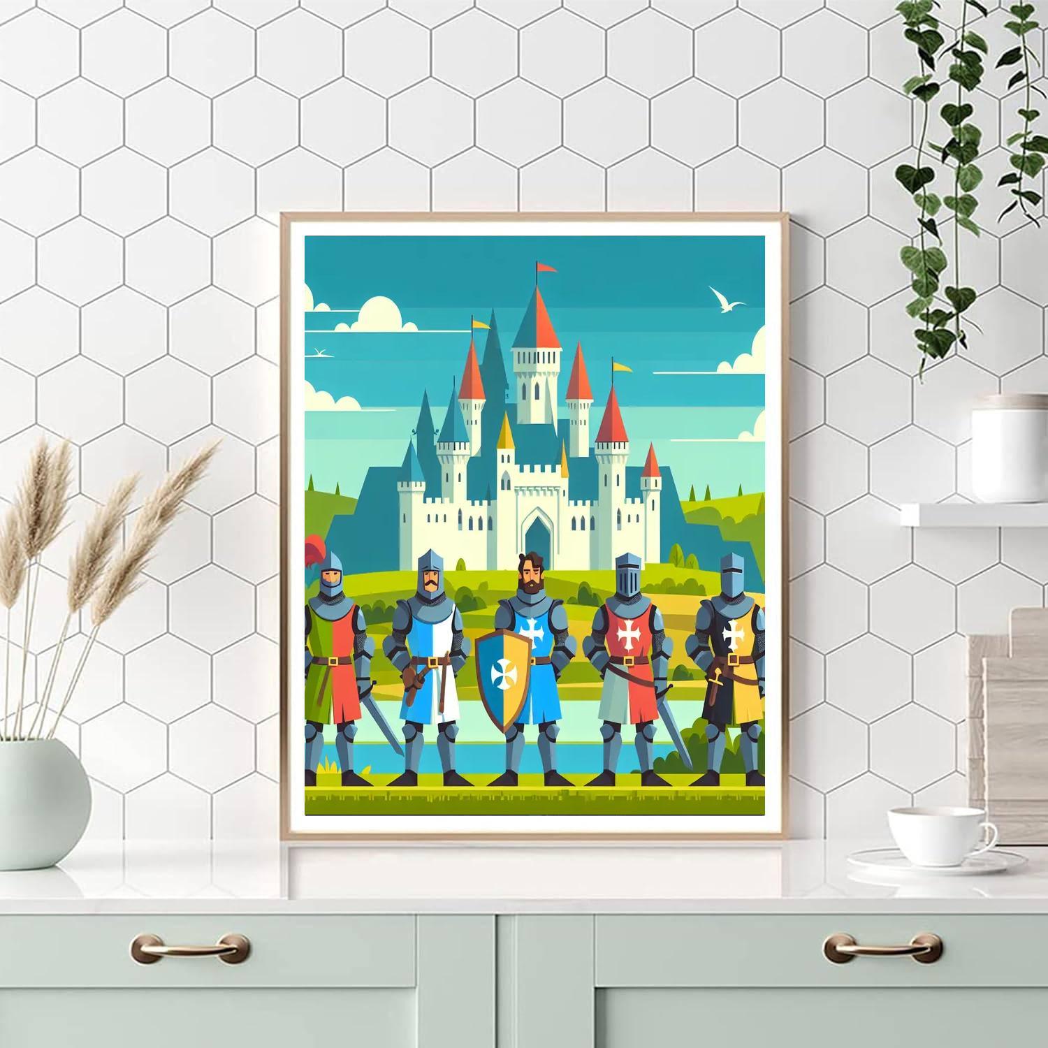 Medieval Legends With Heroic Knights Painting By Numbers Kit