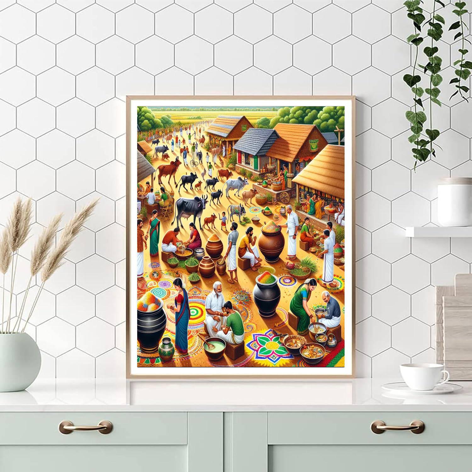 Pongal Festival - Tamil Nadu, India Painting Number Kit