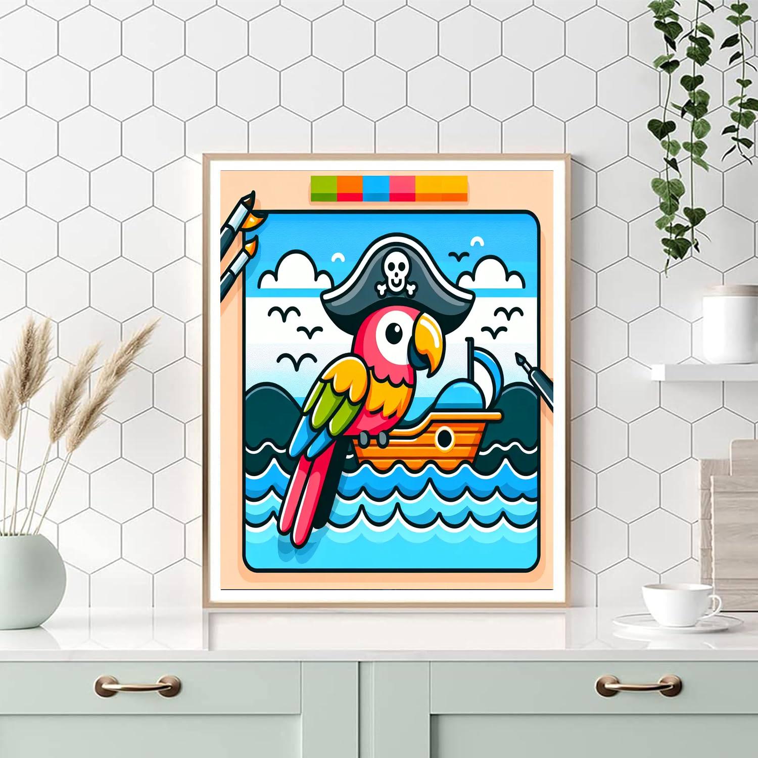 Pirate Parrot's Adventure DIY Paint By Numbers