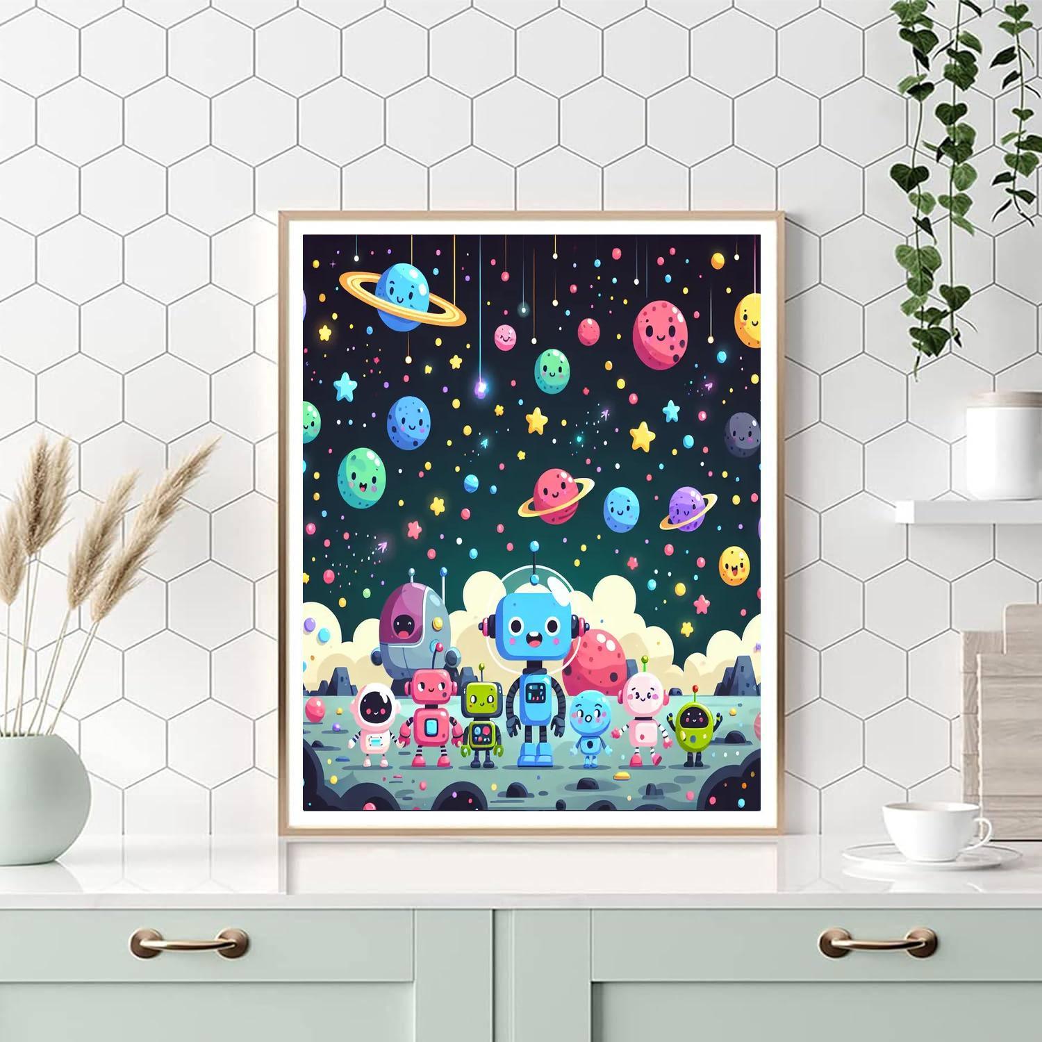Space Adventures With Robots Painting By Numbers Kit