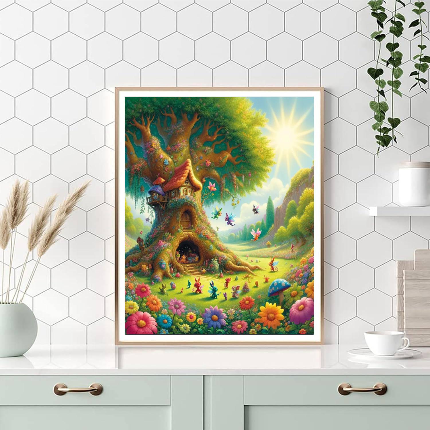 Charming Fairy Treehouse Paint By Numbers Art