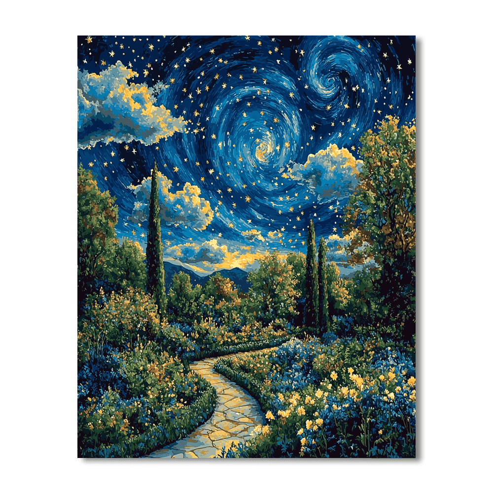 Vincent Van Gogh Inspired Starry Garden  Paint By Numbers Kits