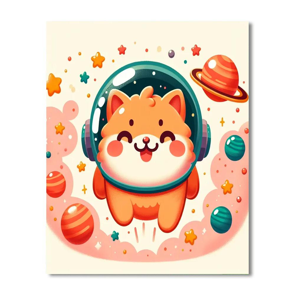 Cute Astronaut Cat Painting By Numbers Kit