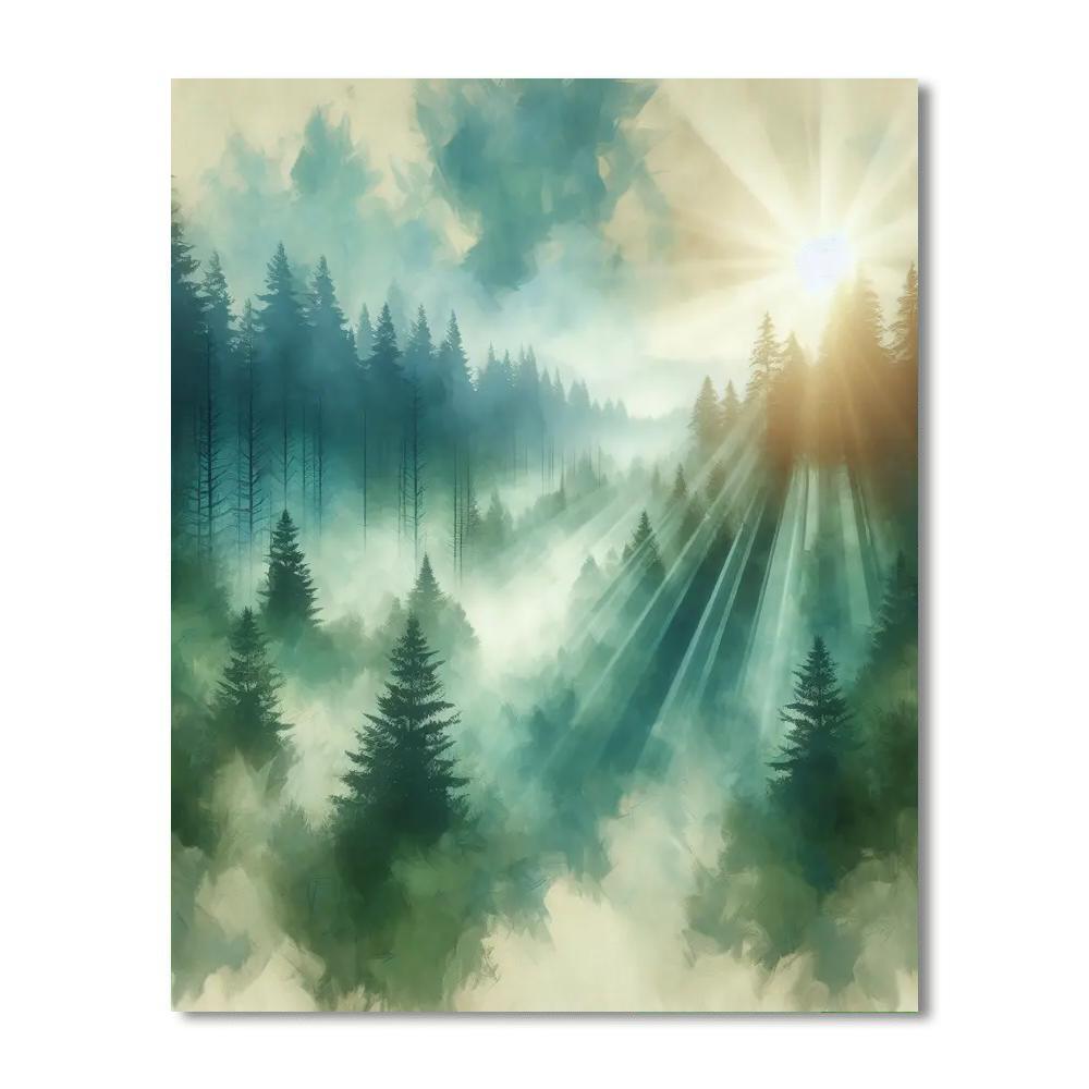 Misty Forest Morning Painting By Numbers Kit