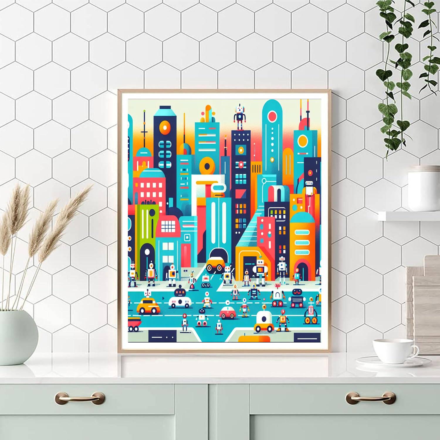 Robot City Wonders Paint By Numbers Art