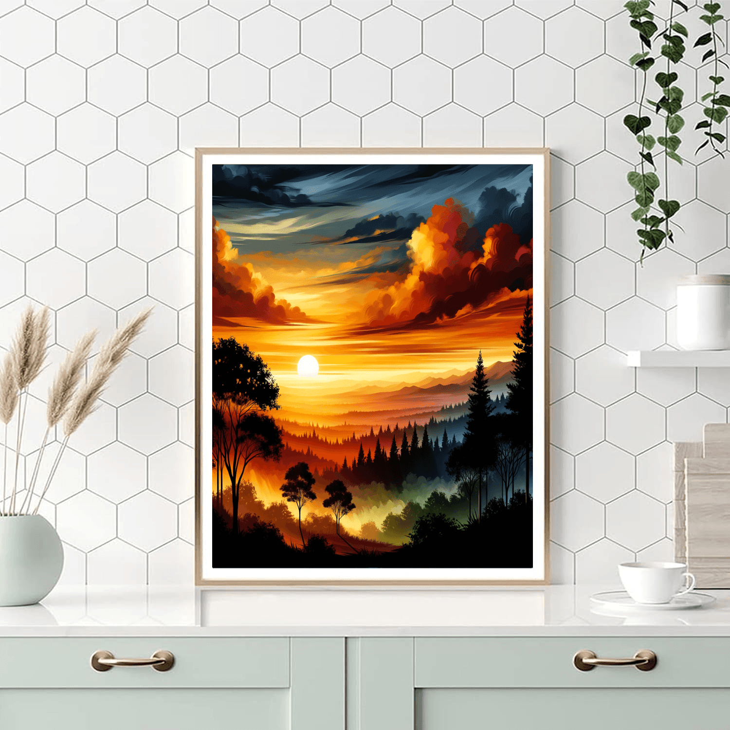 Radiant Sunset Silhouette Paint By Number