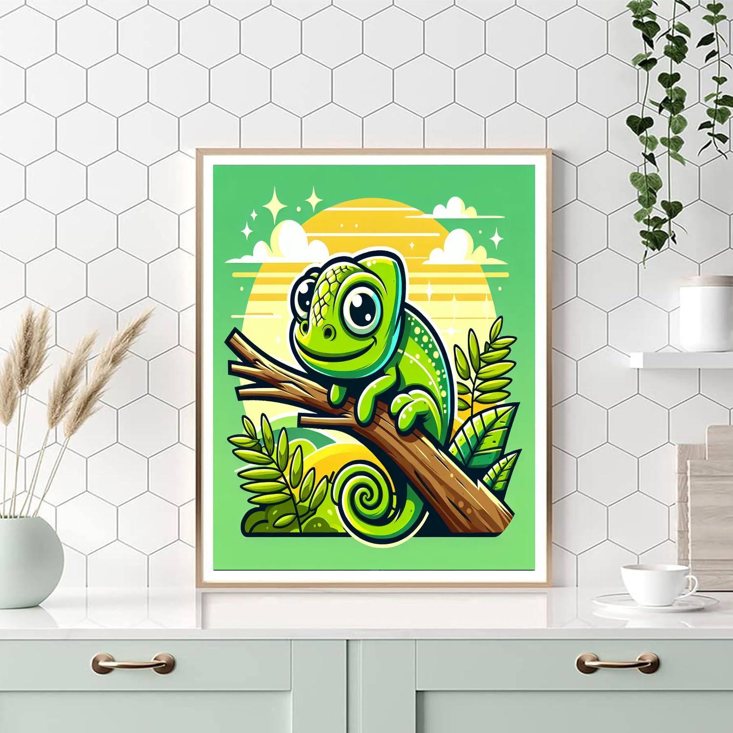 Cute Chameleon Paint By Color