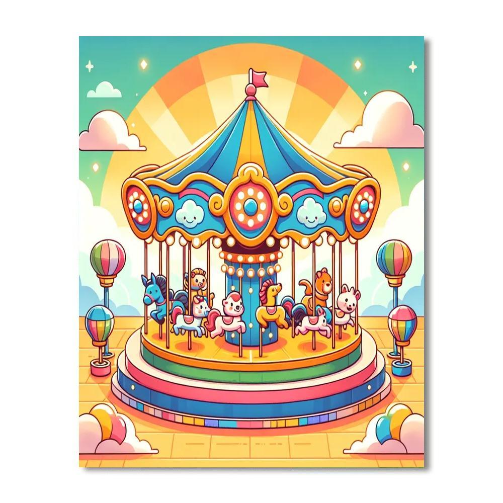 Sunny Rainbow Carousel Paint By Color