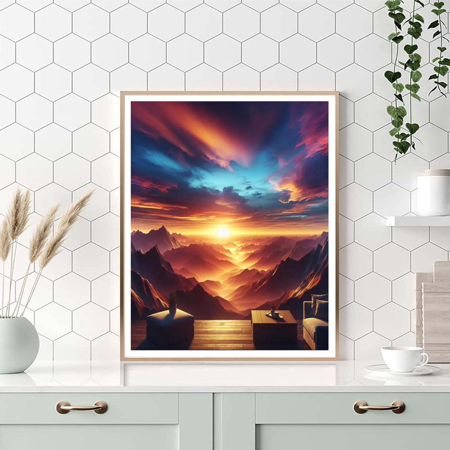 Stunning Sunrise Over Mountains DIY Paint By Numbers