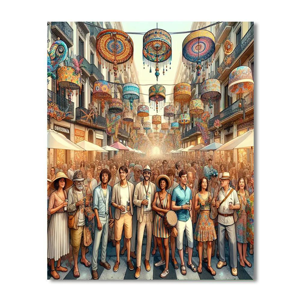 Festa Major De Gracia - Barcelona Paint By Numbers Art
