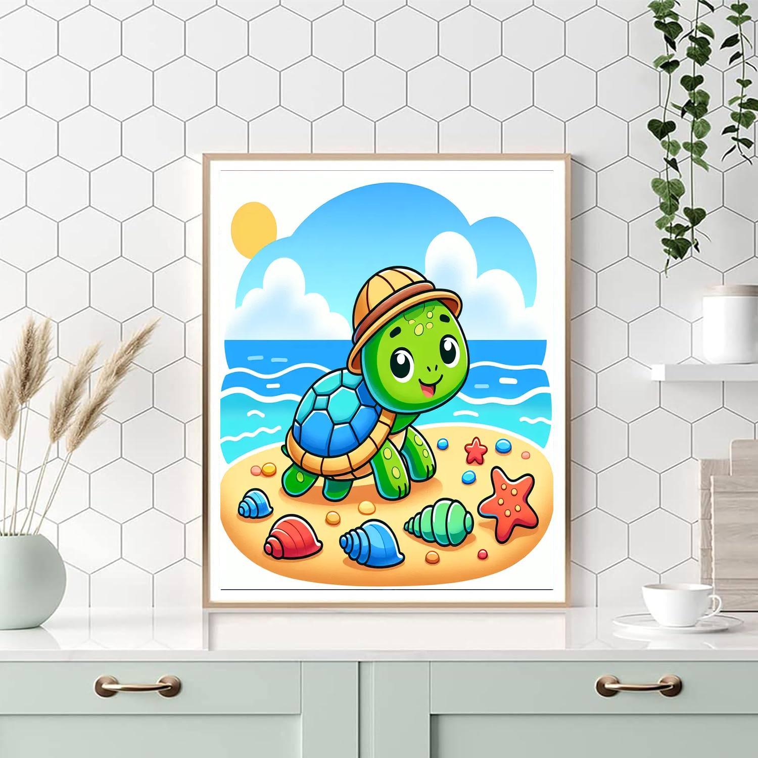 Whimsical Turtle Adventurer DIY Paint By Numbers
