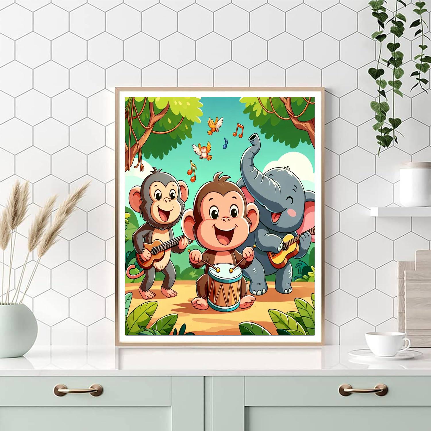 Jungle Animal Orchestra DIY Paint By Numbers