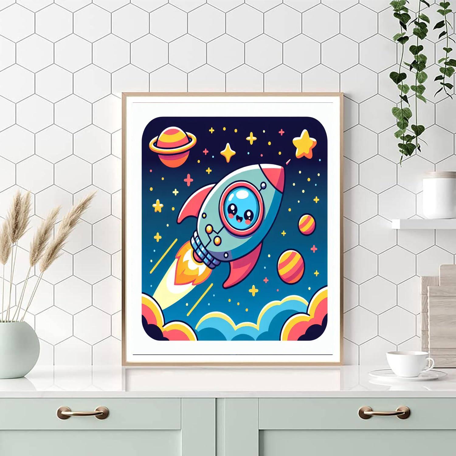Friendly Spaceship Paint By Numbers Art