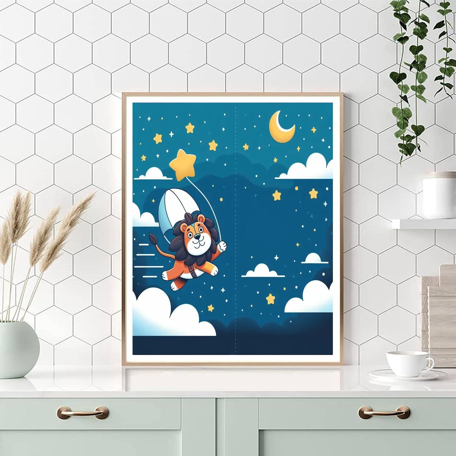 Lunar Lion's Night Sky Adventure DIY Paint By Numbers