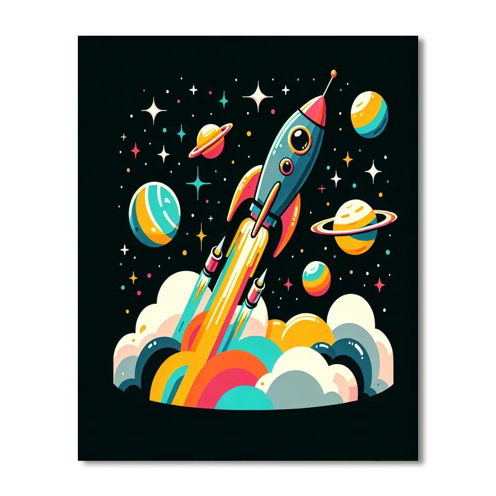 Retro Space Voyage Painting Number Kit