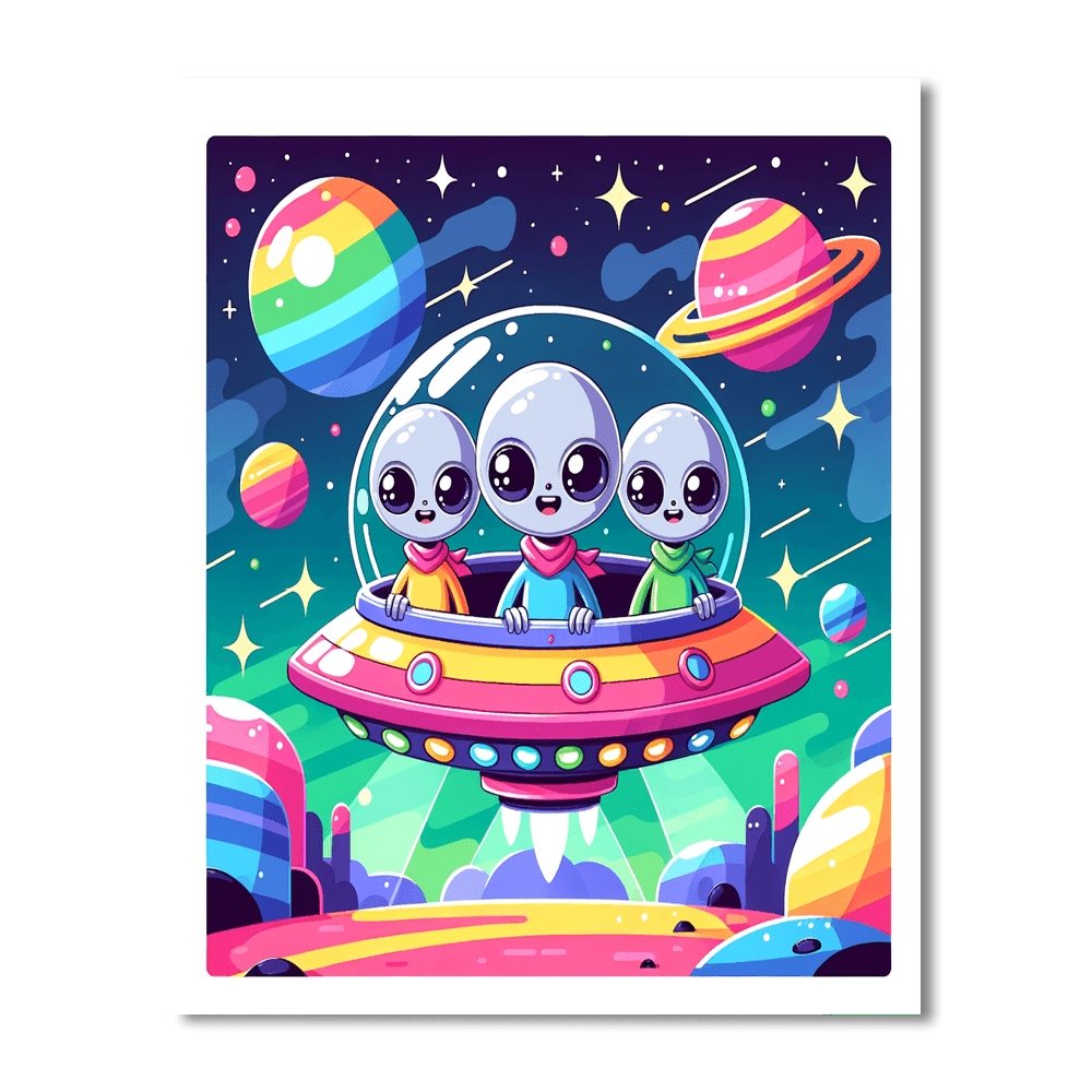 Friendly Alien Visit DIY Paint By Numbers