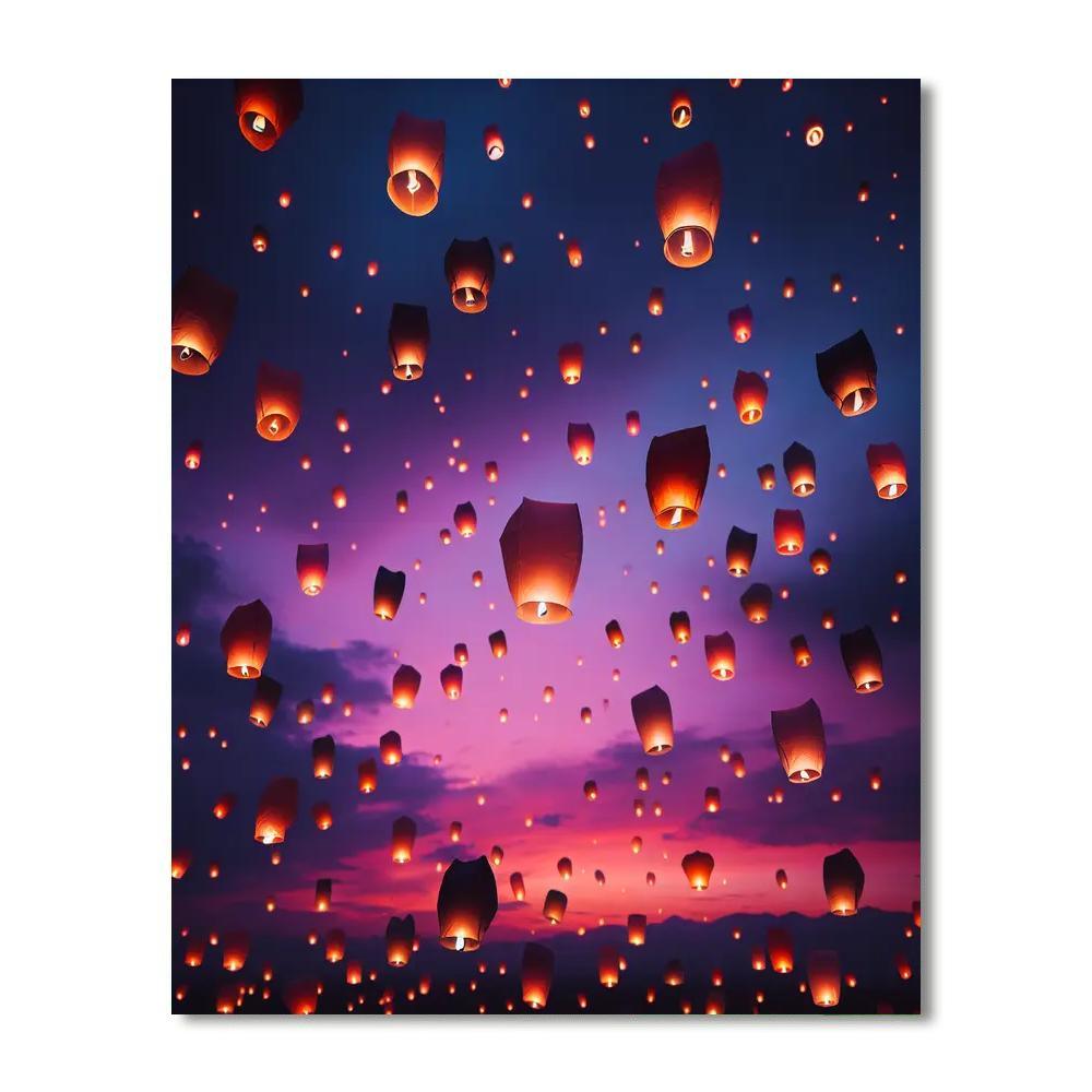 Floating Paper Lantern Festival Painting By Numbers Kit