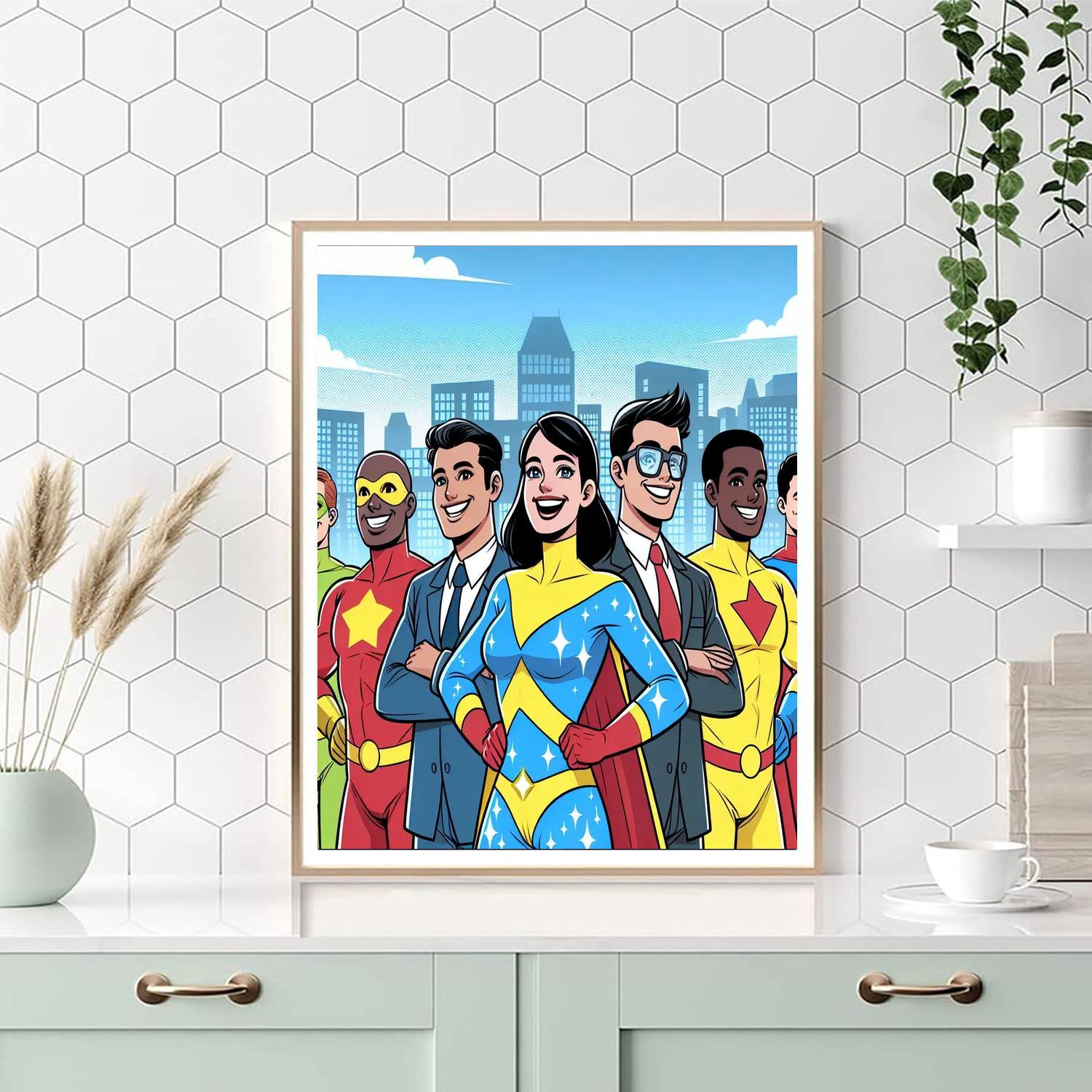 Dashing Superheroes Paint By Numbers