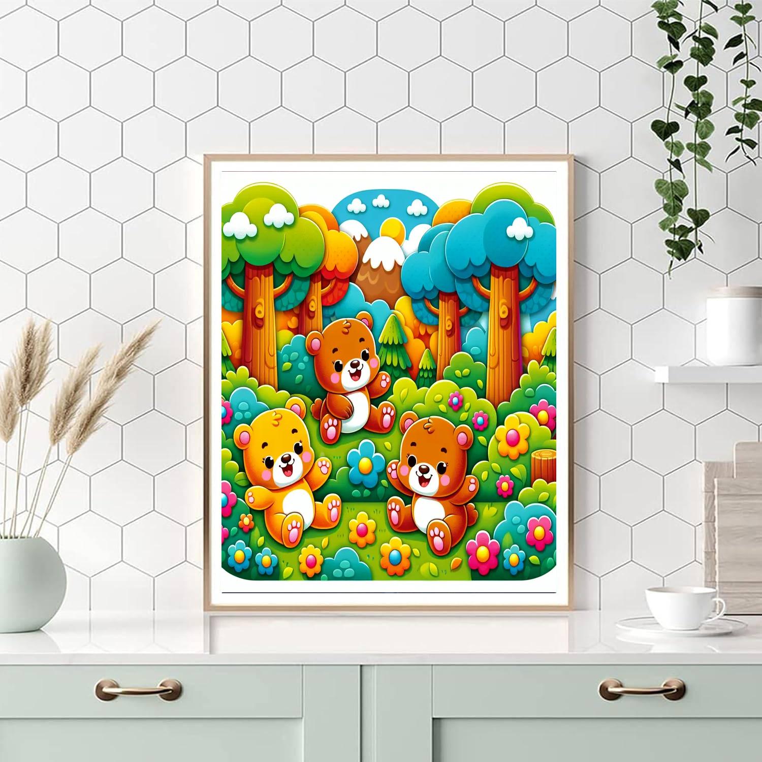 Adventurous Bear Cubs Numbered Painting Kits