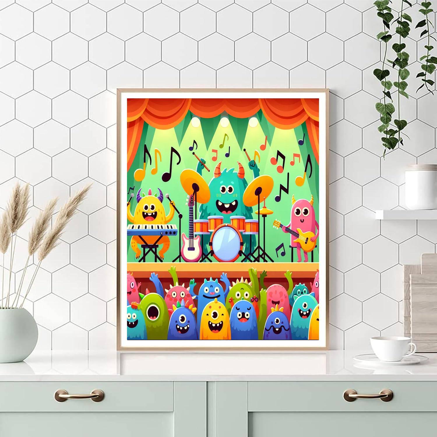 Funky Monster Rock Band Paint By Numbers Art