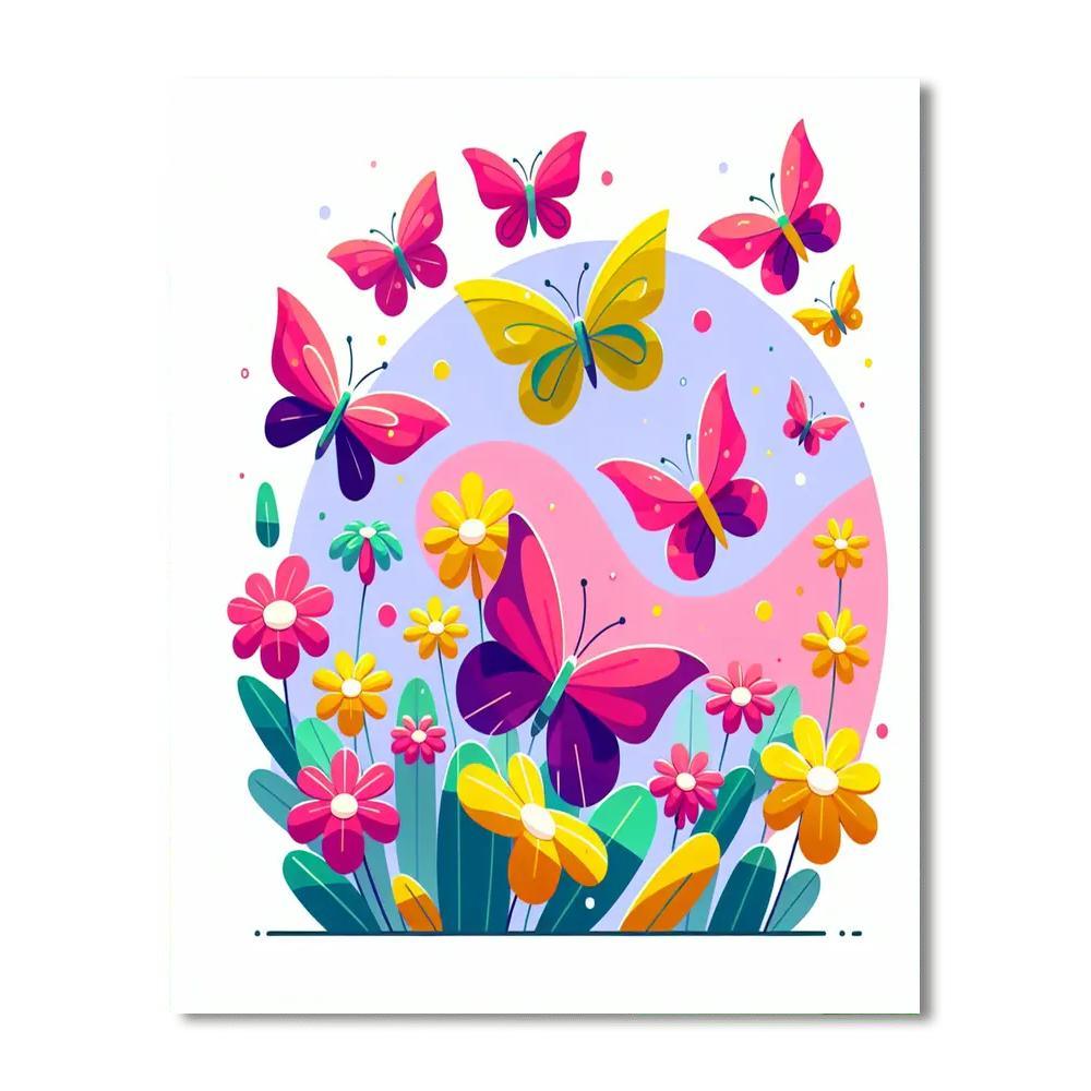 Busy Butterflies Paint By Numbers Art
