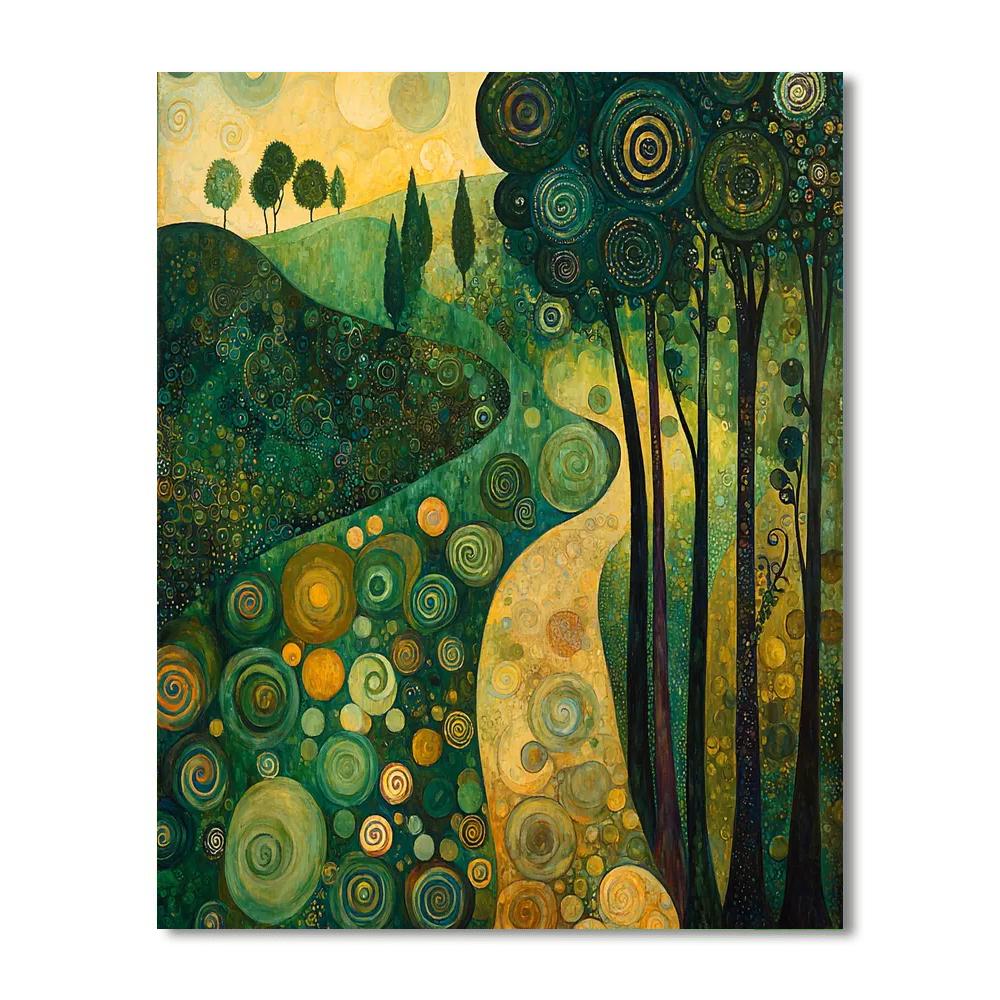 Gustav Klimt Inspired Enchanted Landscape  Number Painting