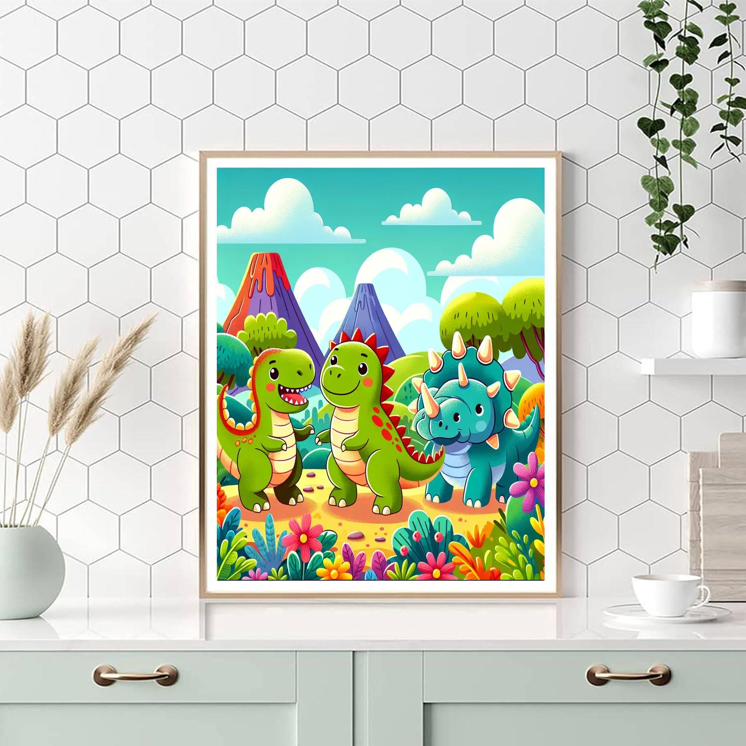 Dinosaur Doodle Adventure Paint By Numbers Art