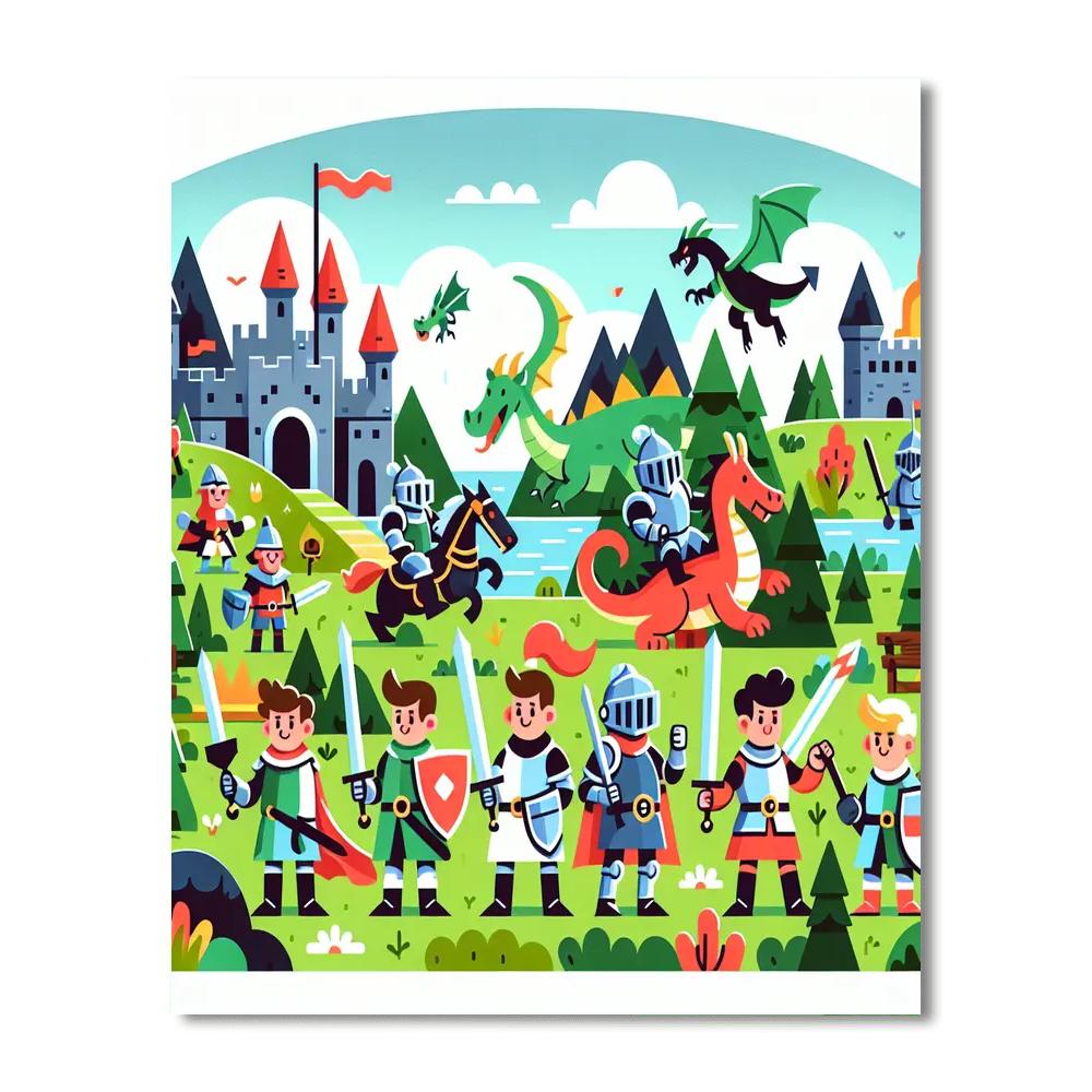 Brave Knights And Magical Quests Paint By Numbers Art