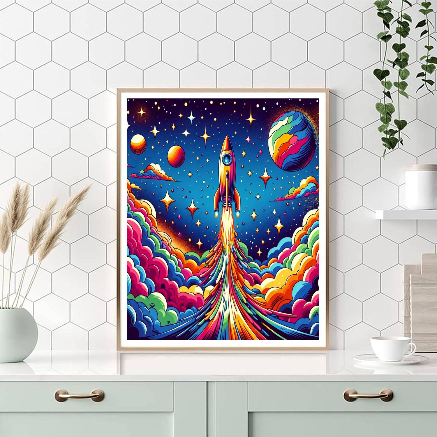 Blast-off Rocket Launch DIY Paint By Numbers