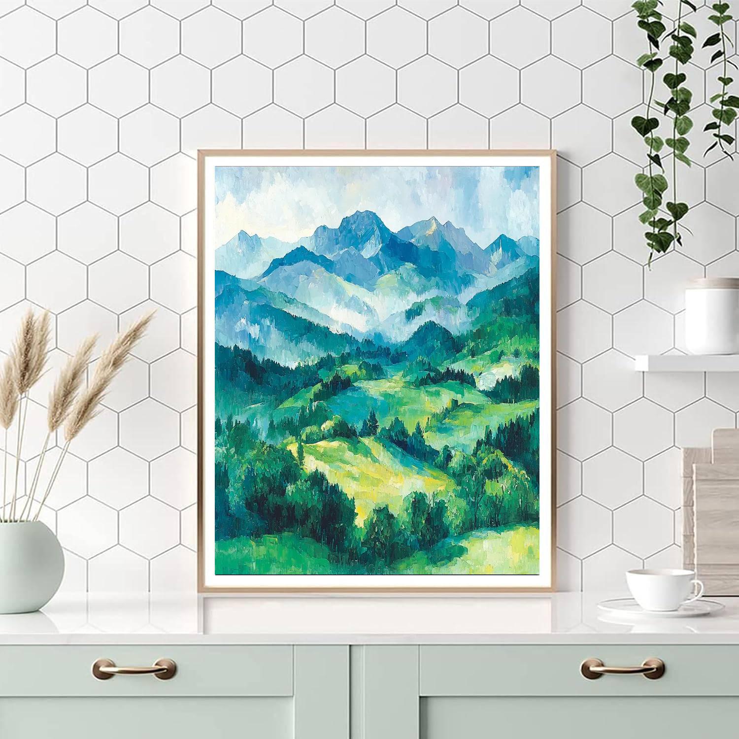 Paul Cézanne Inspired Misty Mountain Serenity  Painting By Numbers Kit