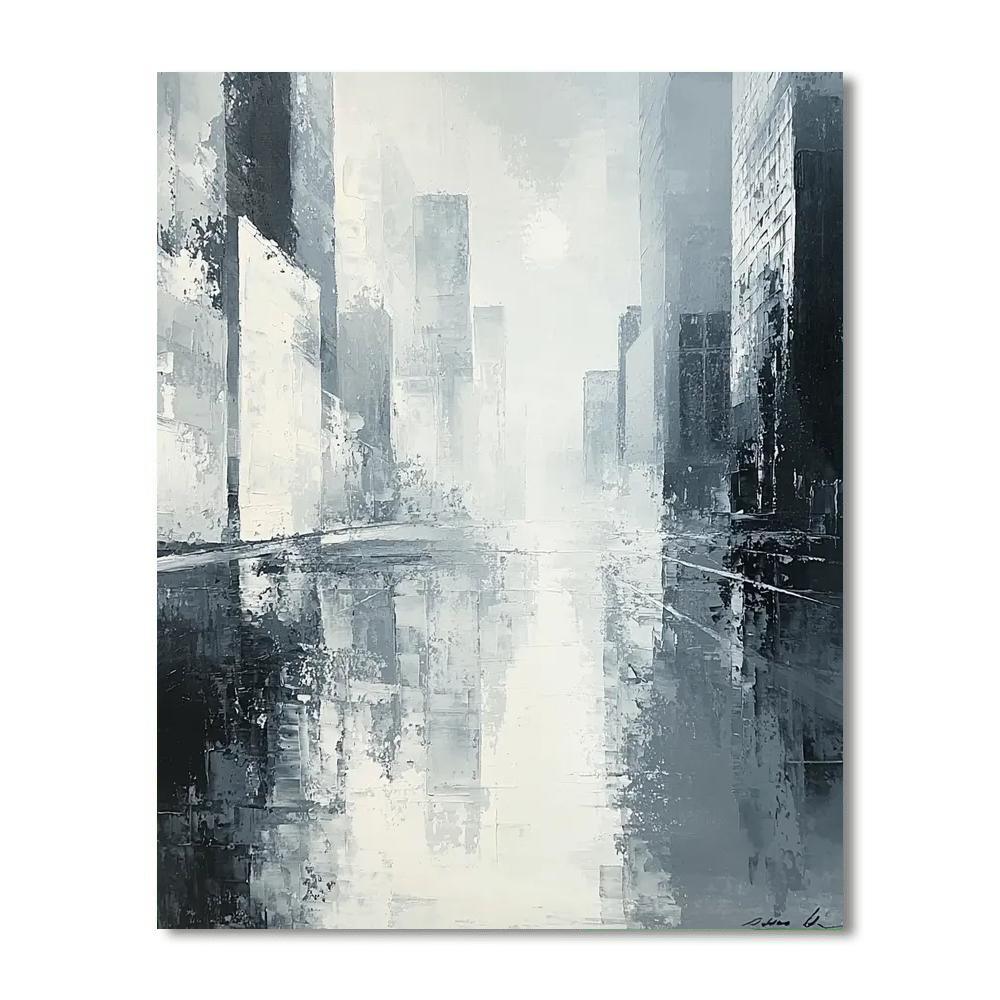 Edward Hopper Inspired Reflective Urban Landscape  Paint By Color