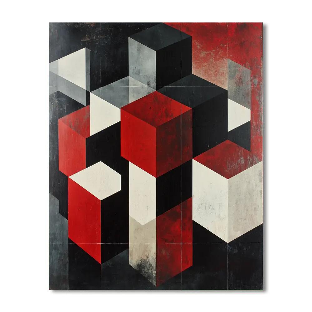 Kazimir Malevich Inspired Cubic Reflections  Painting Number Kit