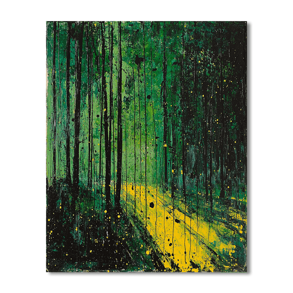 Jackson Pollock Inspired Abstract Forest Harmony  Number Painting