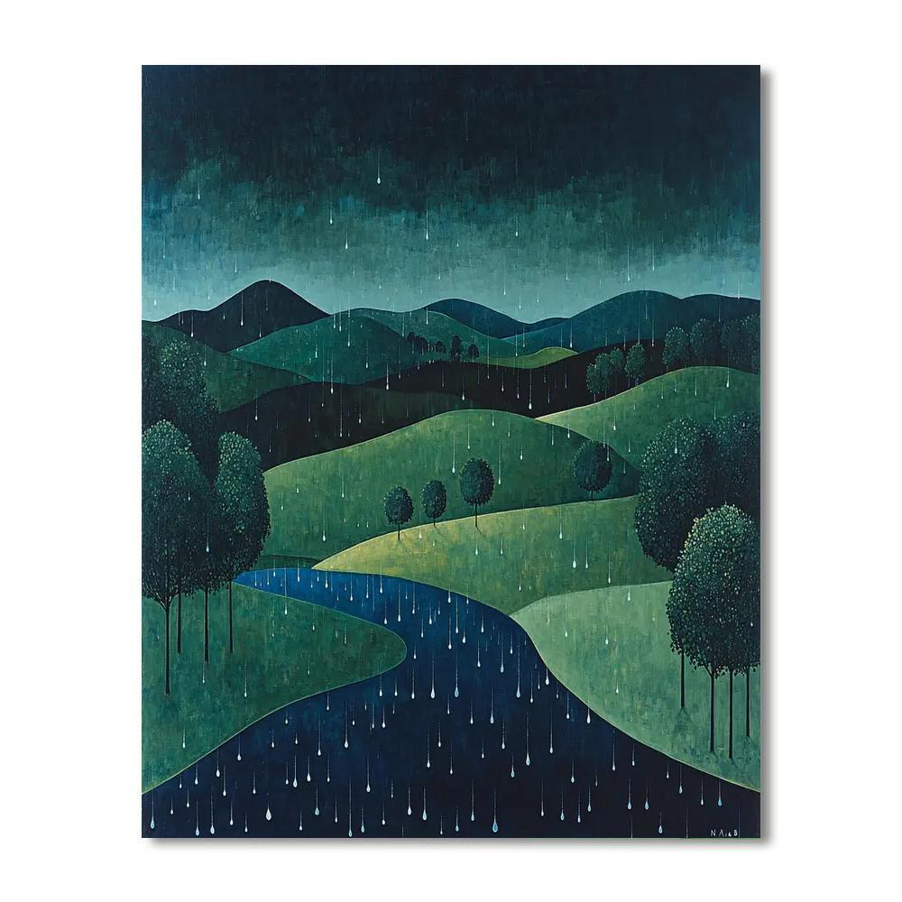 Nandalal Bose Inspired Echoes Of Tranquil Rain  Paint By Number