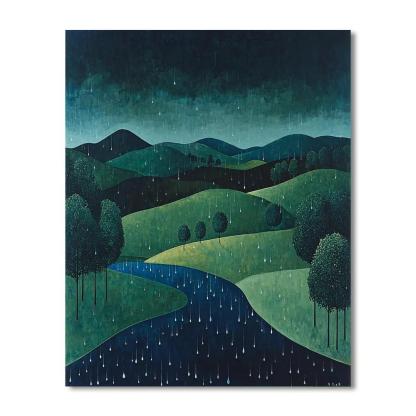 Nandalal Bose Inspired Echoes Of Tranquil Rain  Paint By Number