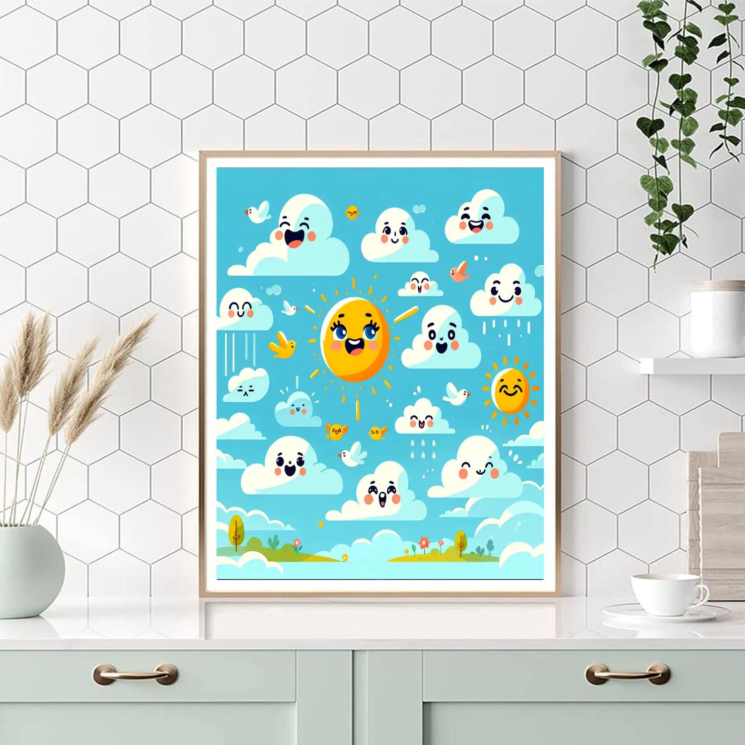 Cute Cloudy Day Paint By Numbers Art