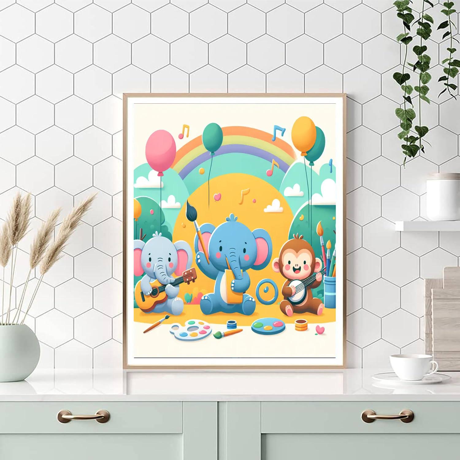 Artistic Animal Parade Number Painting