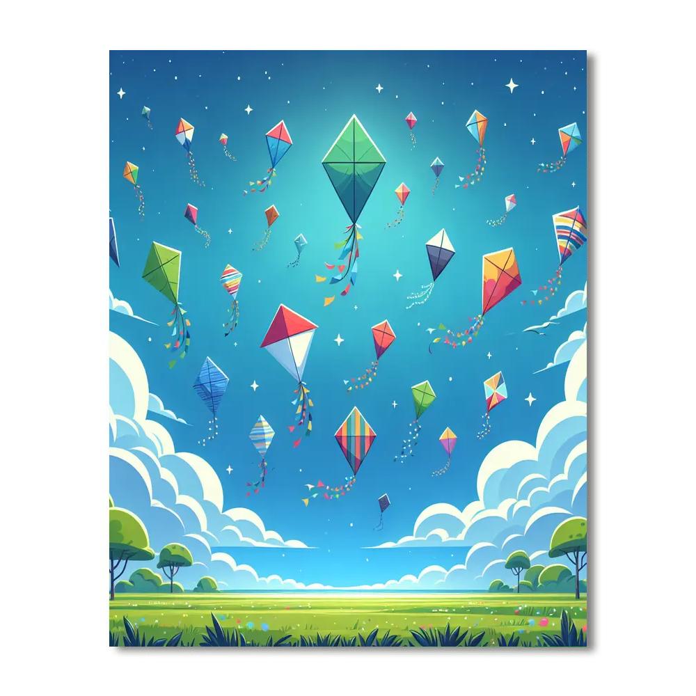 Playful Kites Painting Number Kit