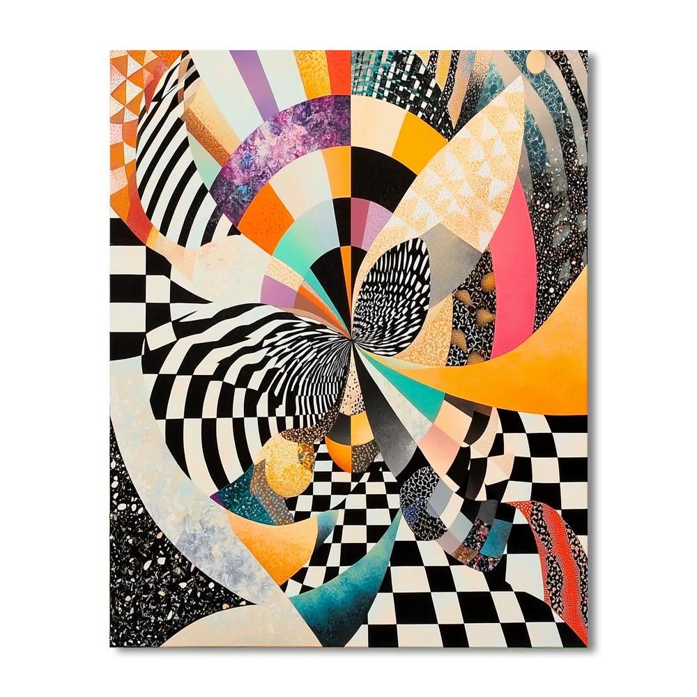 M.C. Escher Inspired Kaleidoscopic Whimsy  Number Painting