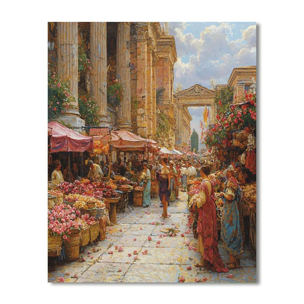 Lawrence Alma-Tadema Inspired Ancient Roman Marketplace  Painting By Numbers Kit